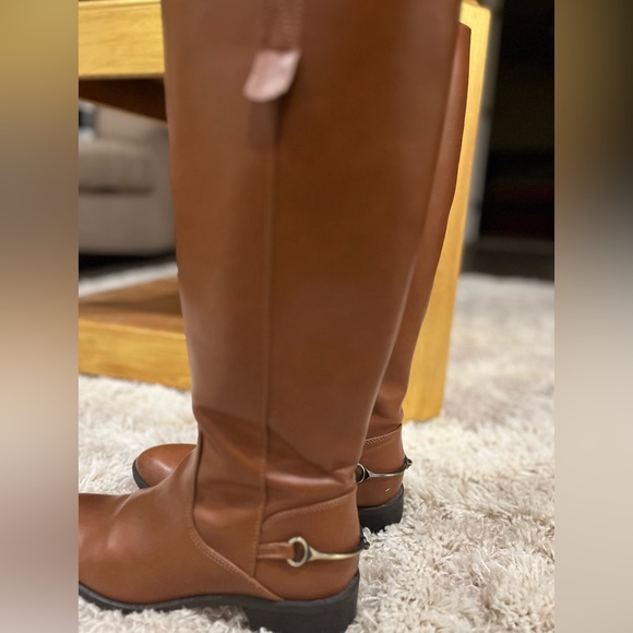 Sammy & Libby camel brown knee high riding boots with spurs - size 8 - Picture 2 of 9